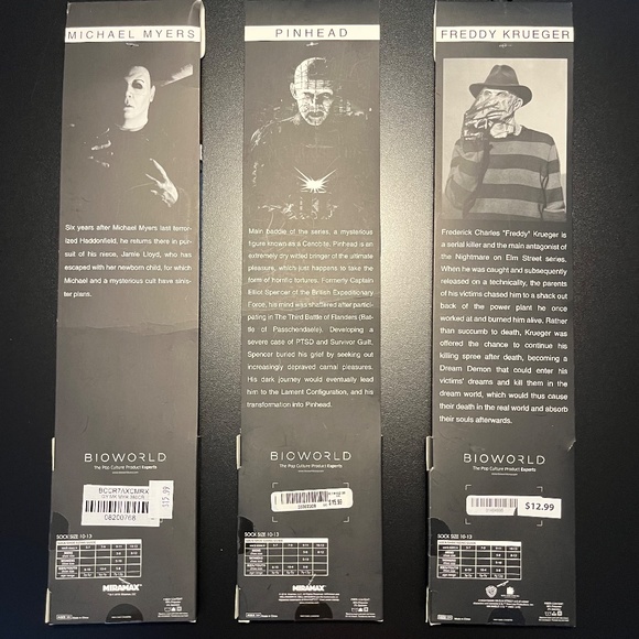 Horror Socks: Pinhead, Michael Myers, Freddy Krueger NWT Halloween Elm Street - Picture 2 of 3